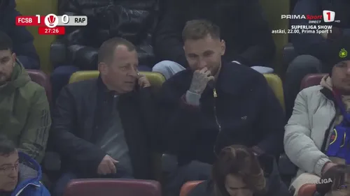 Denis Drăguș, prezent la derby-ul FCSB - Rapid. Foto: Captură, Prima Sport