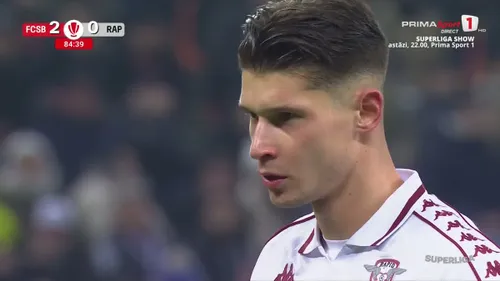 Al doilea penalty dictat de Istvan Kovacs în meciul FCSB - Rapid. Foto: Captură Prima Sport