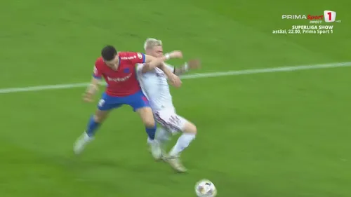 Al doilea penalty dictat de Istvan Kovacs în meciul FCSB - Rapid. Foto: Captură Prima Sport