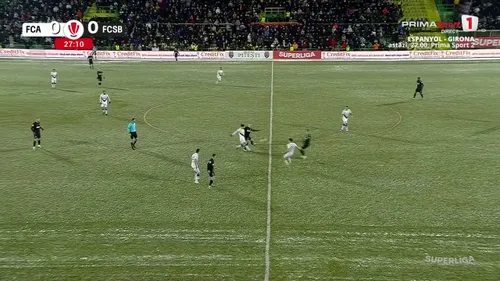 Golul marcat de Yanis Pîrvu în partida FC Argeș - FCSB, în runda #22 din Superliga. Foto: Captură, Prima Sport