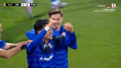 Primul gol marcat de Dinamo Zagreb în partida cu FCSB. Foto: Captură Prima Sport