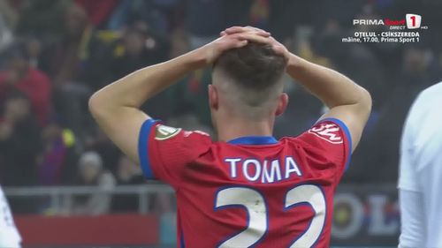 Mihai Toma, ratare incredibilă în meciul FCSB - CFR. Foto: Captură, Prima Sport