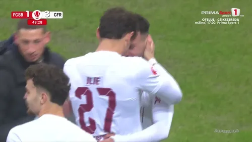 Golul marcat de Andrei Cordea în meciul FCSB - CFR Cluj 1-4. Foto: Captură Prima Sport