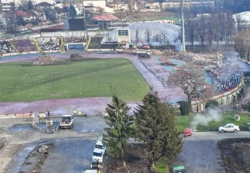 Stadion Dinamo, stadiul lucrărilor de demolare pe 28 ianuarie 2026 (FOTO: Facebook @ Noul Stadion „Dinamo”)
