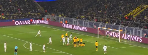 Golul marcat de Federico Dimarco în meciul Borussia Dortmund - Inter 0-2. Foto: Captură Prima Sport 2