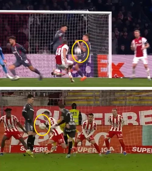 Colțescu, la fel ca Letexier    FOTO.  Moment din Liga Campionilor, identic cu o fază controversată din   UTA - Rapid  » Ce a fost diferit