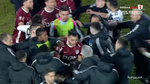 Bergodi a sărit la bătaie la finalul partidei / foto: capturi Prima Sport