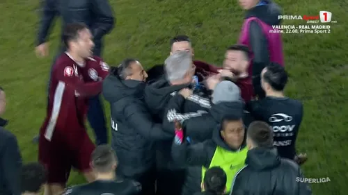 Bergodi a sărit la bătaie la finalul partidei / foto: capturi Prima Sport