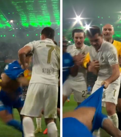 Și-a dezbrăcat adversarul!    VIDEO:  Scene șocante în   Bundesliga  » S-au luat la bătaie pe teren