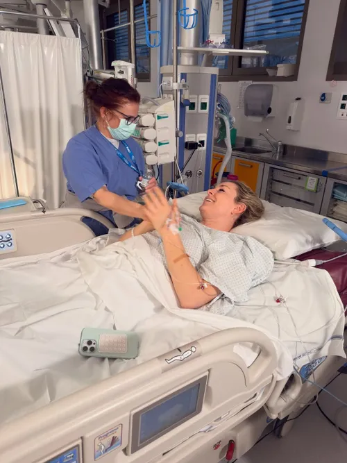 Lindsey Vonn, pe patul de spital, la Treviso Foto: Instagram