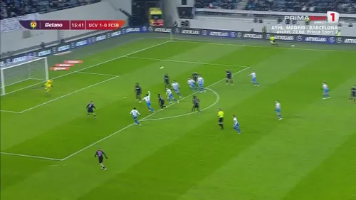 Golul marcat de Daniel Bîrligea în meciul U Craiova - FCSB (Cupa României, runda #3). Foto: Captură, Prima Sport