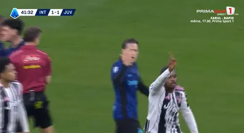 Inter - Juventus. Kalulu, eliminat pentru un fault inexistent. Foto - captură Prima Sport (3).jpg