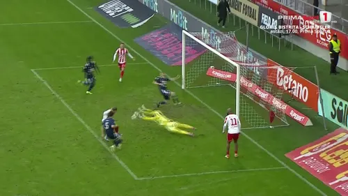 Giannis Anestis a reușit trei parade consecutive în aceeași acțiune (UTA - Botoșani). Foto: captură, Prima Sport