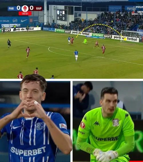  Ișfan, gol de senzație    FOTO.  Momentul în care atacantul Farului   îl ridiculizează  pe Pașcanu și deschide scorul în meciul cu Rapid 