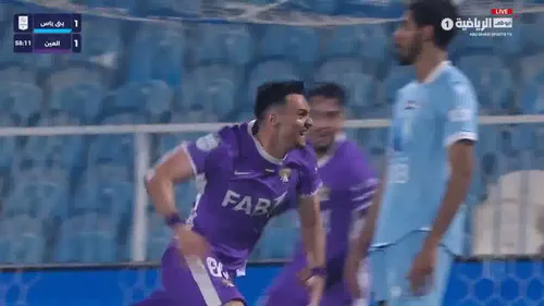 Golul marcat de Adrian Șut în meciul  Bani Yas - Al-Ain 2-3  Foto: Captură „X”, @ADSportsTV