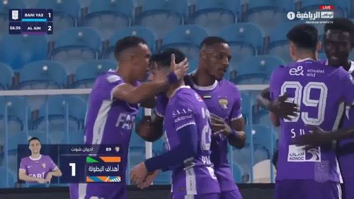 Golul marcat de Adrian Șut în meciul  Bani Yas - Al-Ain 2-3  Foto: Captură „X”, @ADSportsTV