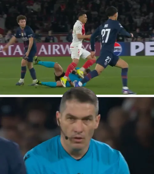 Kovacs, la pământ!  Arbitrul român   a căzut după o ciocnire  cu Joao Neves și i-a aruncat o privire ucigătoare portughezului