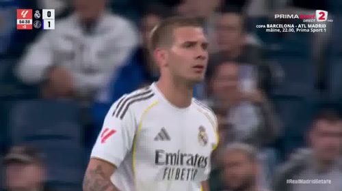 Franco Mastantuono a fost eliminat direct în meciul Real Madrid - Getafe 0-1. Foto: Captură Prima Sport