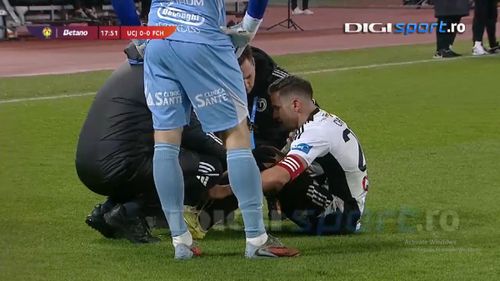 Accidentarea lui Chipciu în meciul U Cluj - Hermannstadt 2-1 / foto: capturi Digi Sport