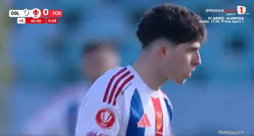 Eliminarea lui Ștefan Bană din minutul 45+5. Foto. Captură Prima Sport