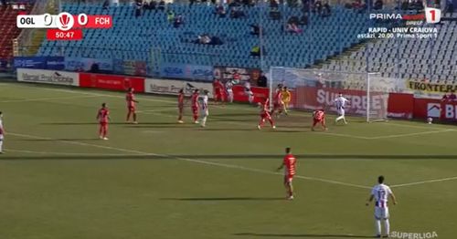 Golul anulat al lui Zivulic din minutul 52. Foto: Captură Prima Sport