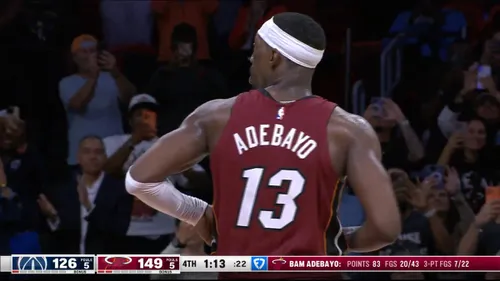 Performanța lui Bam Adebayo în meciul Miami Heat - Washington Wizards. Foto: captură X/NBA