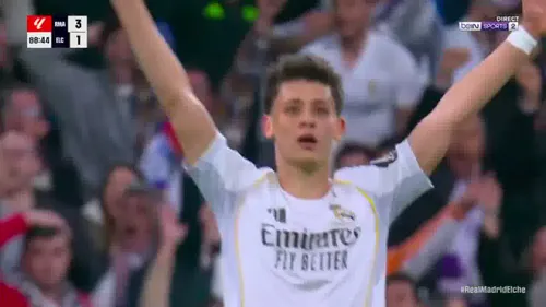 Arda Guler a marcat un gol incredibil în meciul Real Madrid - Elche 4-1. Foto: Captură „X”, @tekkersfoot