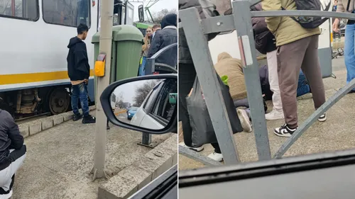 UPDATE | Incident grav pe linia 5. Martor: Un pieton a fost prins sub șine în stația Băneasa. STB: Circulația tramvaielor e blocată spre Pantelimon
