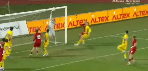 Golul primit de Codruț Sandu la meciul România U20 - Polonia U20. Foto: captură Digi Sport