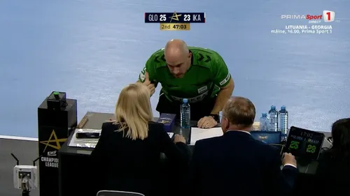 Meciul Gloria Bistrița - Ikast, întrerupt Foto captura Prima Sport .jpeg