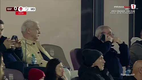 Scaunul lui Lucescu din Giulești a rămas neocupat la Rapid - U Cluj. Capturi Prima Sport