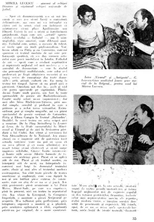 Interviu cu Mircea Lucescu și alți sportivi în Revista Teatrul - 1972