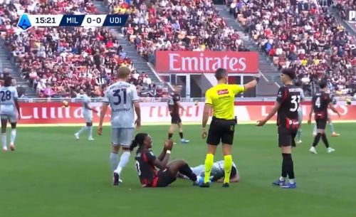 Galbenul încasat de Rafael Leao în AC Milan - Udinese. Foto: captură X/@PolymarketFC