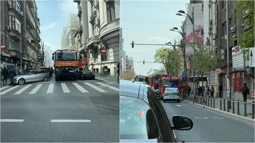FOTO | Incendiu în centrul Bucureștiului, pe Strada Tache Ionescu. Mai multe mașini de pompieri și echipaje de poliție se află la fața locului
