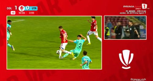 Eliminarea lui Alomerovic din finalul meciului Oțelul - UTA. Foto: captură Prima Sport
