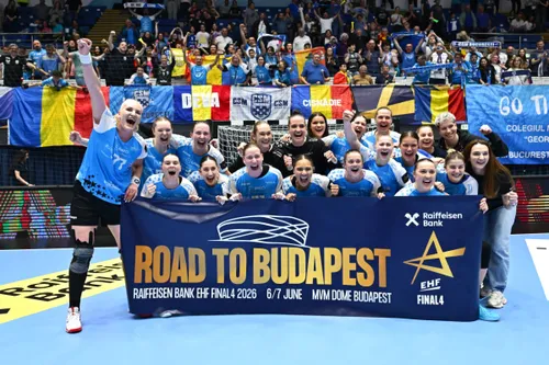 CSM București, bucurie după calificarea în Final 4-ul Ligii Campionilor (FOTO: Raed Krishan / GOLAZO.ro)