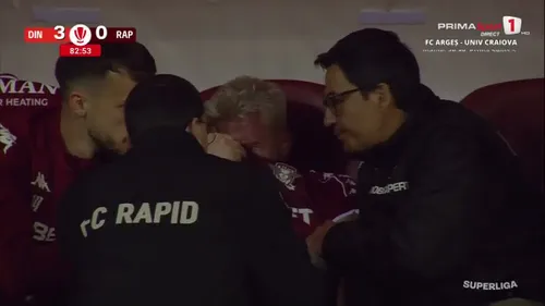 Claudiu Petrila s-a accidentat în timpul meciului Dinamo - Rapid 3-2. Foto: Captură Prima Sport