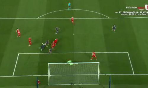 Al doilea gol marcat de Khvicha Kvaratskhelia în meciul PSG - Bayern 5-4. Foto: Captură, Prima Sport