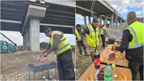 FOTO | Nu lipsește grătarul de 1 mai nici de pe Lotul 1 Nord al Autostrăzii Bucureștiului. „Berea se bea după program, nu în șantier” spune Scrioșteanu