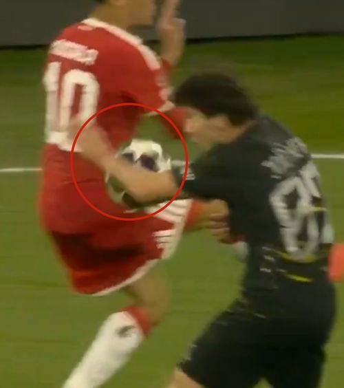 Fază controversată în Ligă     FOTO.     Arbitrul nu a dat penalty,  deși mingea l-a lovit în mână pe Joao Neves + verdictul specialistului