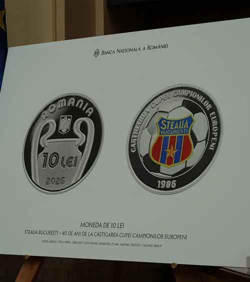 Steaua 86, omagiată de BNR     VIDEO+FOTO.   Legendele care au cucerit CCE în urmă cu 40 de ani au primit   monedele aniversare  de la Mugur Isărescu
