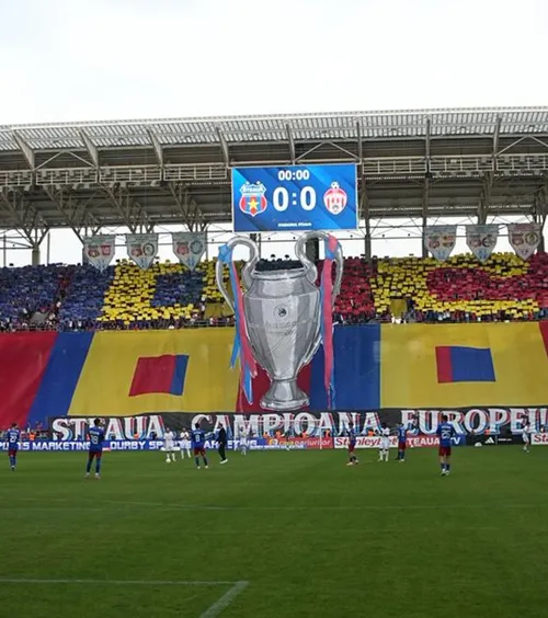 Trofeul care a făcut Steaua fericită    Scenografie impresionantă în Ghencea  dedicată legendelor de la Sevilla. Iovan, lovitura de start la Steaua - Sepsi