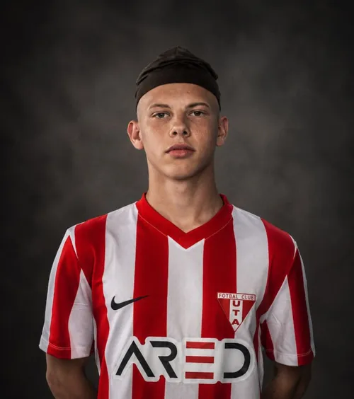 „Fără fotbal, nu aș fi eu”    FOTO.   Puștiul care a debutat în Liga 1 etapa aceasta evoluează cu o   căciuliță pe cap,  din cauza unei afecțiuni