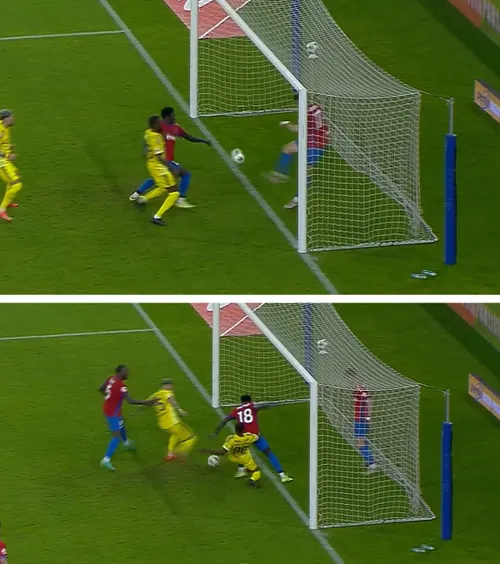 FCSB, la un pas de un gol jenant    FOTO.  Fază de amatori: Popa a fost făcut KO de un coleg, Mihai Popescu a dat pe lângă minge + două transversale!   Apoi a intervenit VAR