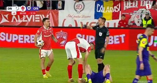 Cartonașul galben primit de Danny Armstrong în meciul cu CFR. Foto: captură Prima Sport