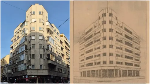FOTO | "Străjerul" din intersecția Tache Ionescu cu Mendeleev. Povestea unei clădiri moderniste emblematice din București, pe vremuri "Palace Atena"