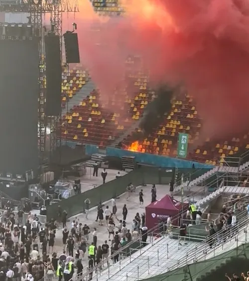 Incendiu pe Arena Națională     VIDEO.  Incident la   concertul lui Max Korzh  de pe cel mai mare stadion din România. 15 persoane au avut nevoie de îngrijiri medicale