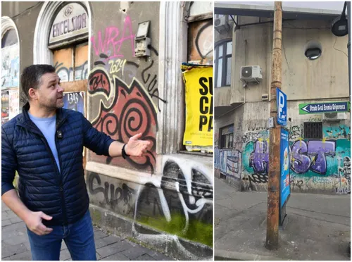 FOTO | Ciucu vs Mâzgăleli, faza accelerată. PMB anunță cum funcționează programul de curățare a clădirilor de graffiti și face un ghid pentru proprietari