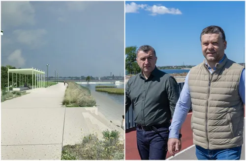 FOTO | Dl. Ciucu, încântat de moștenirea lăsată de sine însuși în S6. Cu o vestă cam grosuță pentru 24 °C, vestește: Cel mai mare parc amenajat după '89 va fi parcul Lacul Morii