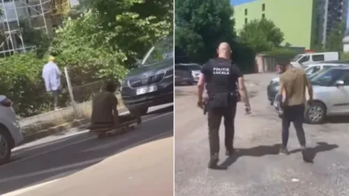 VIDEO | Un bărbat a fost prins în timp ce cerșea pe Calea Giulești, printre mașini, pretinzând că are un handicap. Poliția Locală l-a sancționat